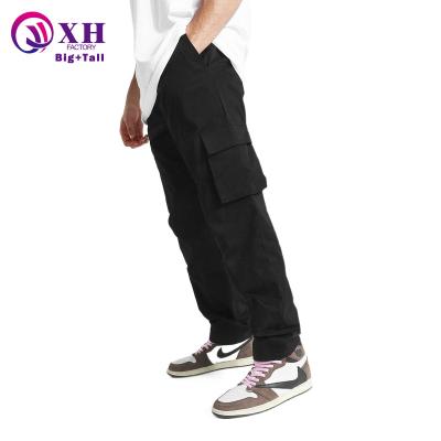 China Viable High Quality Custom Logo Relaxed Cotton Canvas Mens Cargo Pants Black Plus Size Comfortable Men's Pants & Trousers for sale