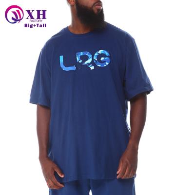 China 100% Viable Oversized Sports T-shirts Letters Big And Tall Logo Cotton Shorts Custom Street Printing Foam Plus Size Mens Shirts for sale