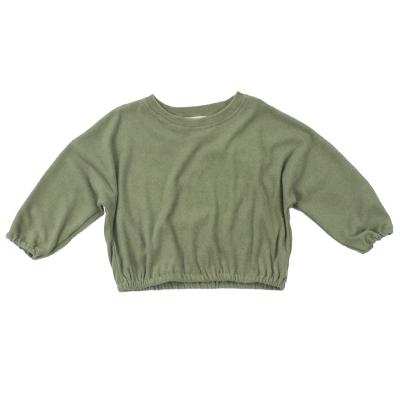 China Style Baby Clothing Army Green Long Sleeve Baby Shirt Breathable Customized Cotton Kids Toweling Top for sale