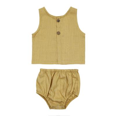 China Casual Wholesale Baby Tank Top Organic Canvas Kids Fashion Clothes Shorts Baby Sleeveless Set for sale