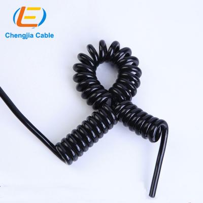 China Heating 3x0.14mm2 PVC Insulated Electric Rope Truck Trailer ABS EBS 7 Pins PU TPU PUR Jacket Heavy Duty Spring 7core Power Cable for sale