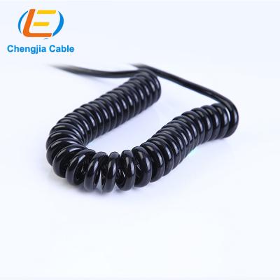 China Spring Heating Wire 5 Cores 18AWG Medical Devices Spiral Curly Cord PUR Coiled Jacket Low Voltage Cable Two Cores Mains Cable for sale