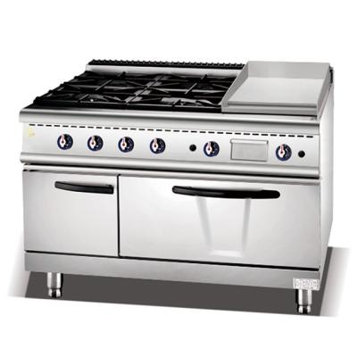 China Commercial Gas Restaurant Cooking Equipment 4-Burner Stove & Grill & Oven for sale