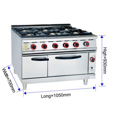 China 6-Burner Range with Oven / Cabinet GL-RS/TQ-6 Gas Oven with NG/LPG Consumption Te koop