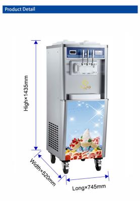 China Soft Serve Ice Cream Maker with HOPPER 2x10L RATEDOUTPUT 2.6kW R22/R404A Refrigerant for sale