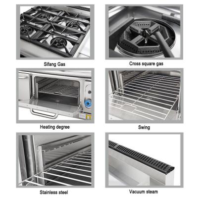 China Commercial Stainless Steel Gas Stove With 4 Ranges And Oven LPG/Natural Gas 150KG Weight en venta