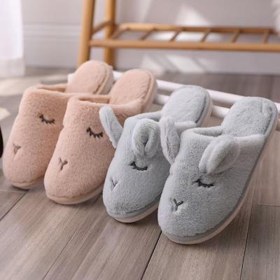 China 2021 Fashion Trend Soft Unique Winter Slippers Warm Rabbit Fur For Woman Home Hairy Shoes Indoor Slippers for sale