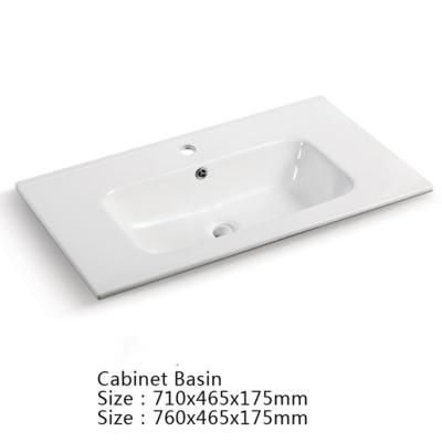 China Modern Design Bathroom Sink Ceramic Slim Edge Cabinet Basin Glossy White Basin for sale