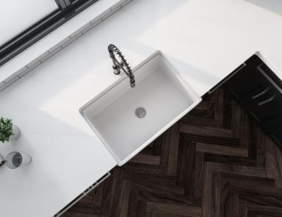 China Without Faucet Western White Kitchen Sink Faucet Style Ceramic Kitchen Sink for sale