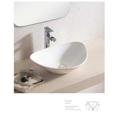 China New Design Hotel Bathroom Sink China Vanity Hand Wash White Marble Art Small Modern Wholesale Ceramic Round Wash Basin Countertop for sale