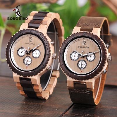 China Wholesale Minimalist Brand Automatic Wooden Watch BOBO BIRD Date Watch With Wooden Bands LOGO Engraved Good Quality Wooden Watches With Date for sale