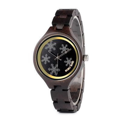 China Special Design Chronograph BOBO BIRD Quartz Bamboo Wood Watch Snowflake Design Private Label Watches Suit For Lady for sale