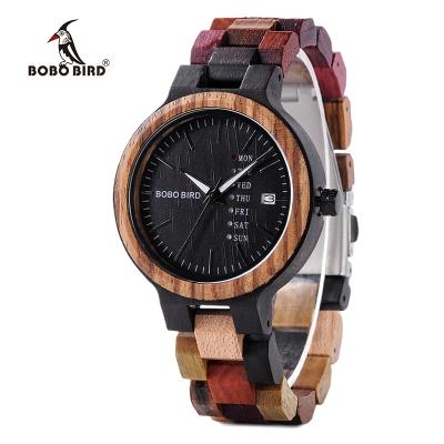 China Chronograph BOBO BIRD Custom Logo Own Couple Wooden Watch Handmade Wooden Watches Dropshipping Gift for sale