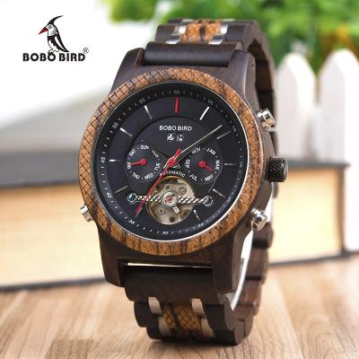 China BOBO BIRD Automatic Fashion Luxury Handmade OEM Date Automatic Mechanical Wood Watch For Men And Women for sale