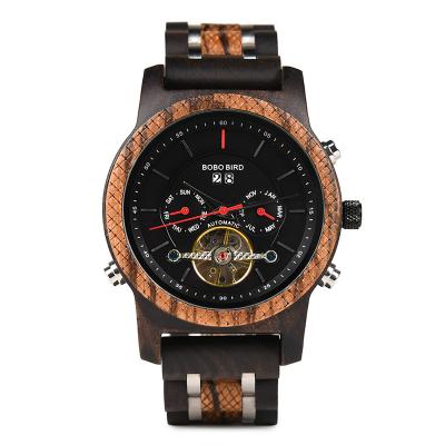 China Chronograph BOBO BIRD OEM Engraving Own Name Logo Natural Wood Watches And Steel Watches For Men for sale