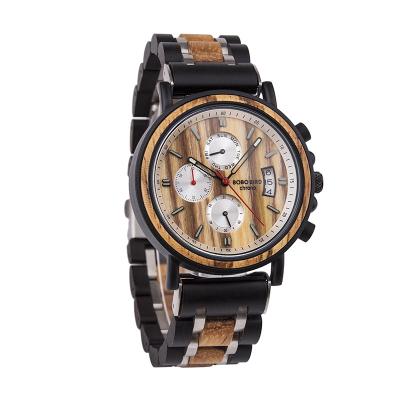 China Chronograph Brand Your Own Man Unique Logo Luxury Wood Watch Chronograph Patrician Metal Special Design for sale