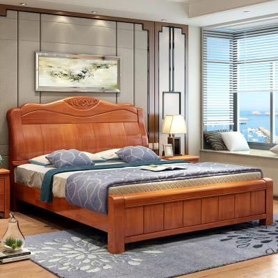 China Durable High Back Bed Design Solid Wood Bedroom Furniture for sale