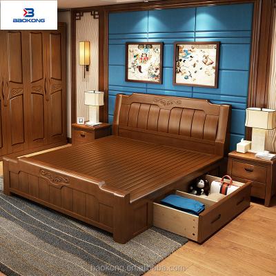 China Furniture Solid Wood Solid Wood Bed With Drawers for sale