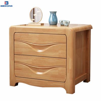 China 2021 New Design Frame 2021 New Design Durable Solid Wood Beech Color 2 Drawer Popular Lightweight Bedside Table for sale