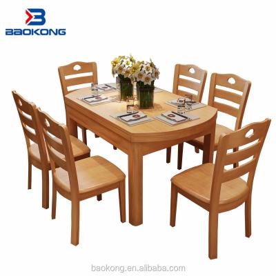 China 6 Seat Foldable Extendable Folding Dining Table Wooden Top Set for sale