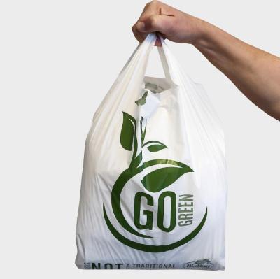 China BIODEGRADABLE Custom Compostable Plastic Vest Carrier Shopping Bag For Groceries for sale