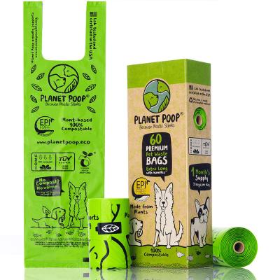 China Sustainable Compostable Dog Poop Bags Eco Friendly Unscented Doggie Waste Leakproof Bags for sale