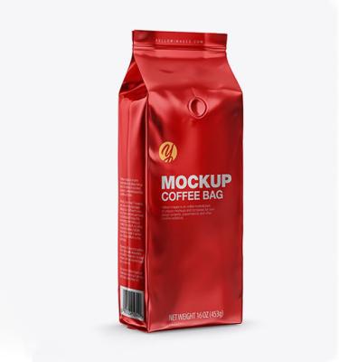 China Customized Moisture Proof Printed Flat Bottom Aluminum Foil Coffee Pouch Matte Coffee Packaging Bag With Valve for sale