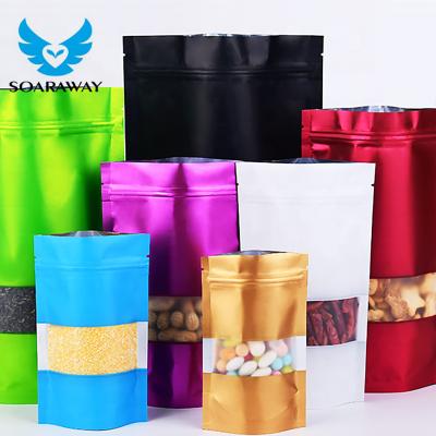 China Security Aluminum Foil Line Stand Up Bag Zipper Bags With Window for sale