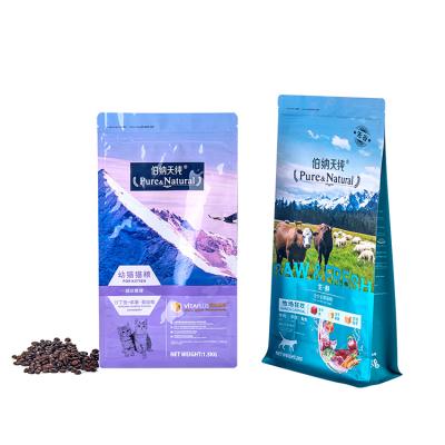 China Custom Made Moisture Proof Personalized Stand Up Flat Bottom Dog Food Bag Packing Dog Treat Pouch for sale