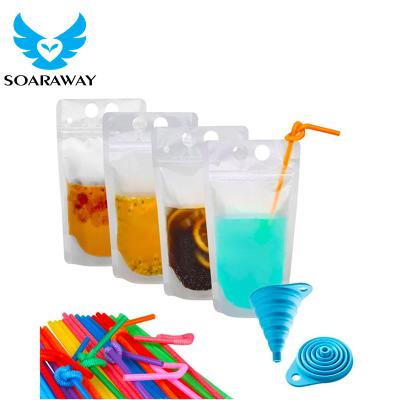 China Disposable Custom Plastic Disposable Drink Bag Pouches With Straw And Ziplock for sale