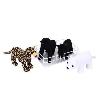 China Mini Soft Compressed Decor Dog Cartoon Doll Cotton Canvas Black White Plush Toy for sale