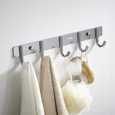 China Modern Aluminum 8 Hooks Wall Mounted Quick Hook Production Function Multiple Wall Hanging Hooks For Bathroom for sale