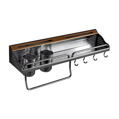 China Modern Space Double Layers Wall Hanging OEM Aluminum Kitchen Wall Racks Kitchen Waterproof Rack For Kitchen for sale