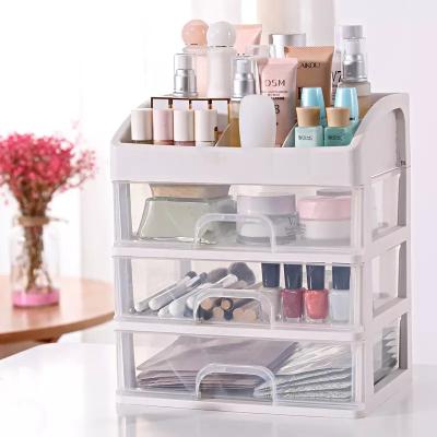 China Viable Multifunctional Household 4 Layers Simple Clear Plastic Cosmetic Desk Organizer Dustproof Storage Box Storage Box for sale