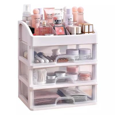 China Viable Cheap Price Makeup Display Box Drawer Plastic Cosmetic Storage Box Transparent Desktop Organizer for sale