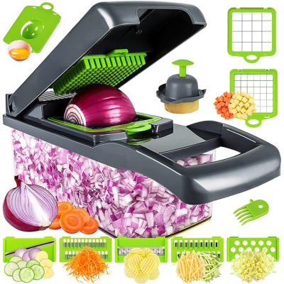 China Viable 12 in 1 Hand Multifunctional Fruit Slicer Vegetable Cutter and Vegetable Tools Slicer Food Cleaver Kitchen Accessories for sale