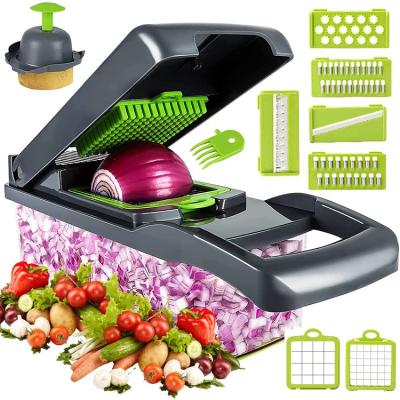 China Viable Multifunctional Kitchen Vegetable Cutter Manual 12 in 1 Plastic Potato Chopper Grater Vegetable Slicer Mandoline Slicer Fruit for sale