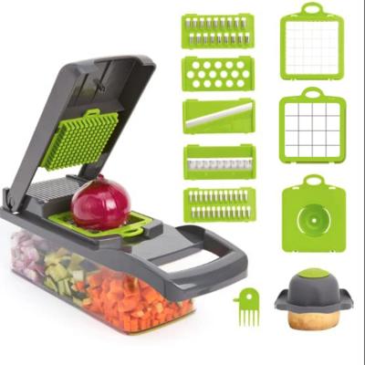 China Amazon Success Sustainable Kitchen 12 in 1 Fruit Veget Tools Mandoline Slicer Onion Cutter Peeler Manual Veggie Chopper Vegetable Slicer for sale