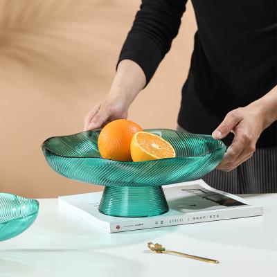 China Viable Home Decoration Colored Different Size Fruit Glass Tray Household Fruit Tray Ornaments Single Living Room Tea Table Glass Tray for sale