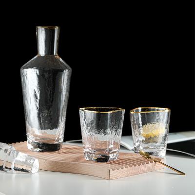 China Transparent Swollen Mouth Amazon With Gold Rim Whiskey Glasses Whiskey Decanter Set Hot Sale 1100ml Quantity CLASSIC Europe American for sale