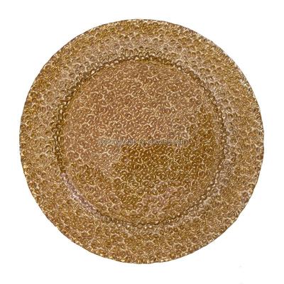 China Sustainable Handmade China Food Safe Round Gold Silver Glass Plates For Wedding Decoration for sale