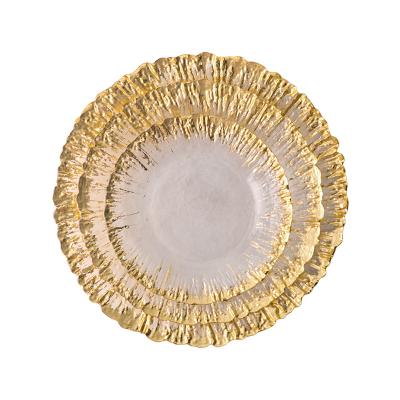 China Wholesale Minimalist Glass Plates Charger, Charger Dish Gold Silver Wedding Table Decoration Goldleaf for sale