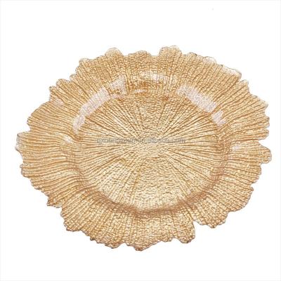 China Gold Reef Sustainable Stock Cheap Silver Glass Charger Plate for sale