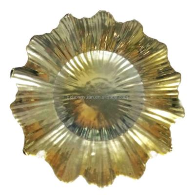 China Viable Decorative Gold Flower Glass Dish for sale