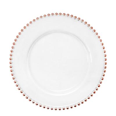 China Party Wedding Event Wholesale CLASSIC Rose Gold Beaded Charger Plate for sale