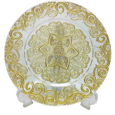 China Sustainable Decorative Glass Gold Charger Dish Wedding for sale