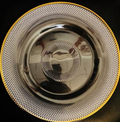 China Sustainable Handmade Customize Glass Charger Plate Wedding Party Charger Dish for sale