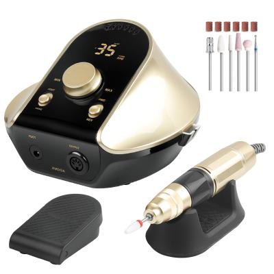 China New Gold Color Nail Drill Machine Set 35000RMP 45W JMD-306 Electric Nail Polishing Machine For Nail Arts Design 26.7*23.7*12.2cm for sale