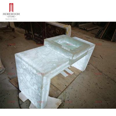 China Translucent Semi Precious Stone Semi Precious Stone Bathroom Vanity White Crystal Top for sale