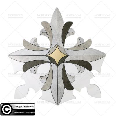 China Commercial Unique Brass Inlay Carrara White Marble Mosaic Tile for sale